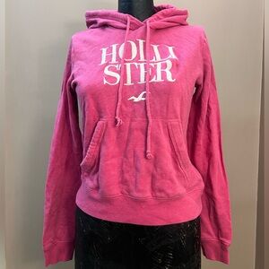 Late 2010’s Hollister Pink Embroidered Graphic Hoodie Size XS 1 Hole